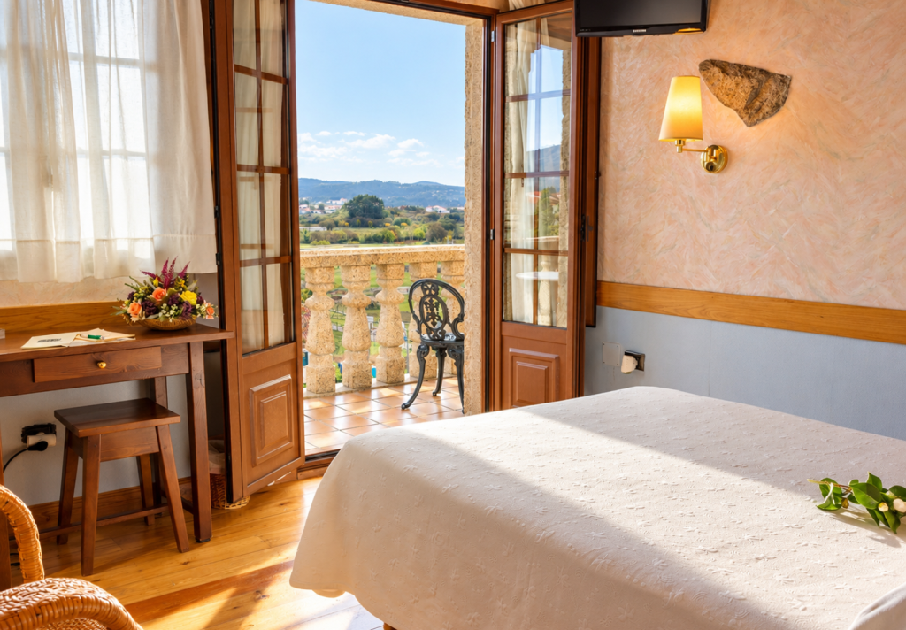 Habitación rústica con vistas al campo